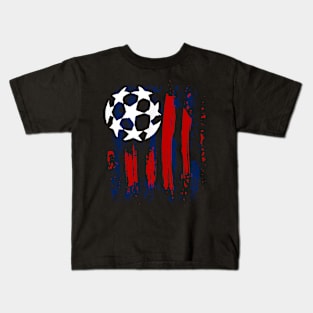 Soccer Player Sports Vintage Flag USA Men Boys Soccer Kids T-Shirt